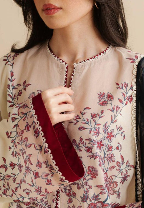 Elegant Maroon Embroidered Bell Sleeve Kurta